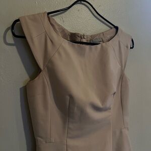 H&M Beige Sleeveless Sheath Dress | Cotton Blend XS